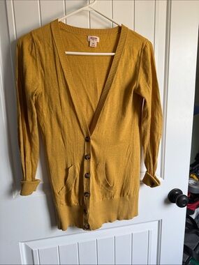 Mossimo Supply Co. Mustard Yellow Button-Up V-Neck Cardigan
